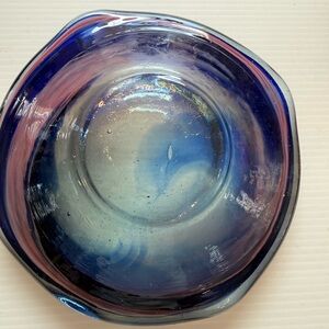Murano (style) Blue and Pink Swirl Glass Ashtray